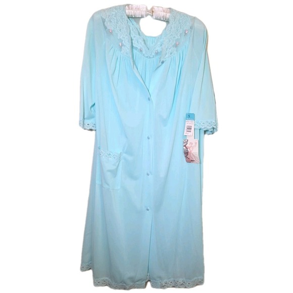 Vtg NWT! 1980's Shadowline Seafoam Green Nylon Babydoll Nightgown & Robe Set S - Picture 3 of 16
